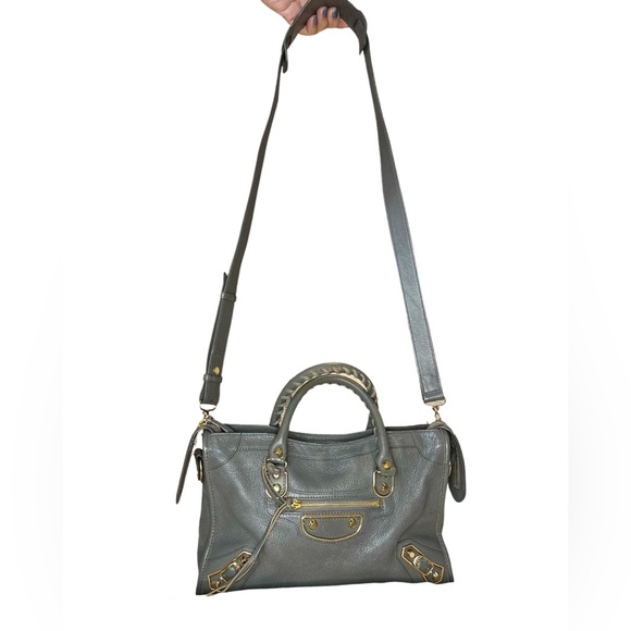 Balenciaga City Classic Metallic Edge Hardware Mini - Gray - Picture 2 of 16